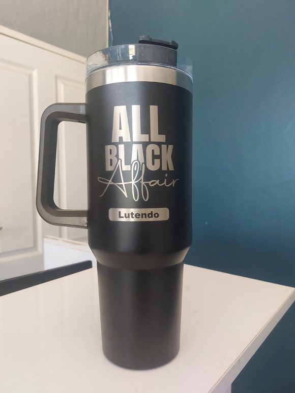 Personalised All Black Affair Tumbler / Flask with Handle