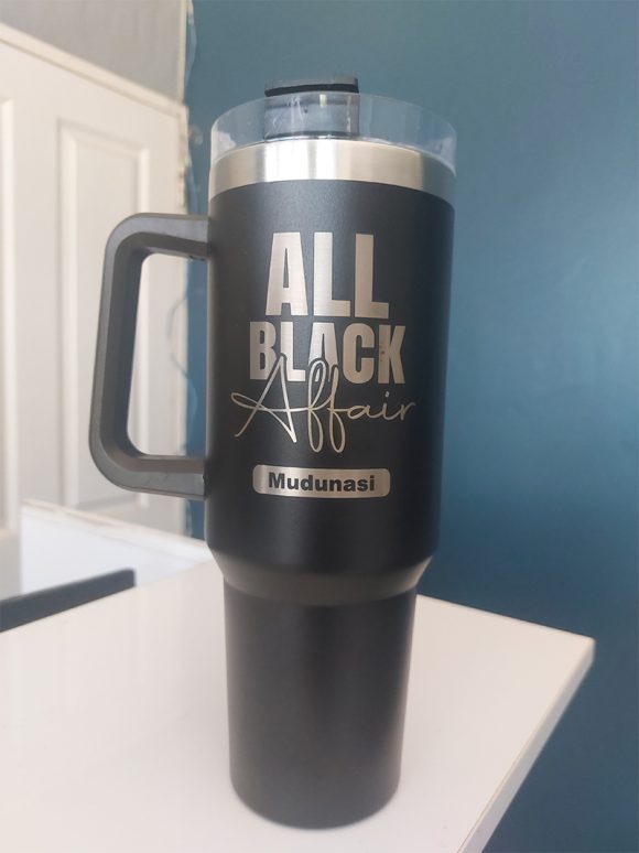 Personalised All Black Affair Tumbler / Flask with Handle